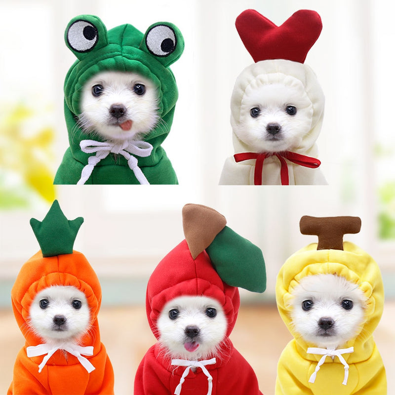 Pet Clothes Dogs Hooded Sweatshirt Fruit Warm Coat