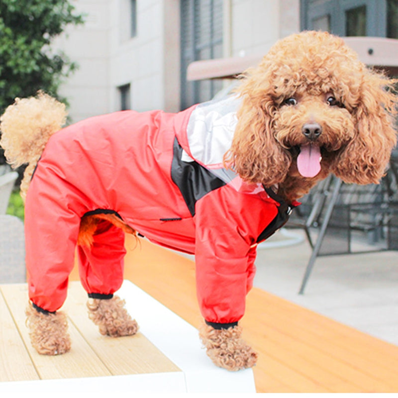 Pet Dog Raincoat Transparent Hooded Jumpsuit