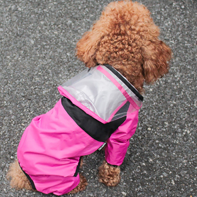 Pet Dog Raincoat Transparent Hooded Jumpsuit