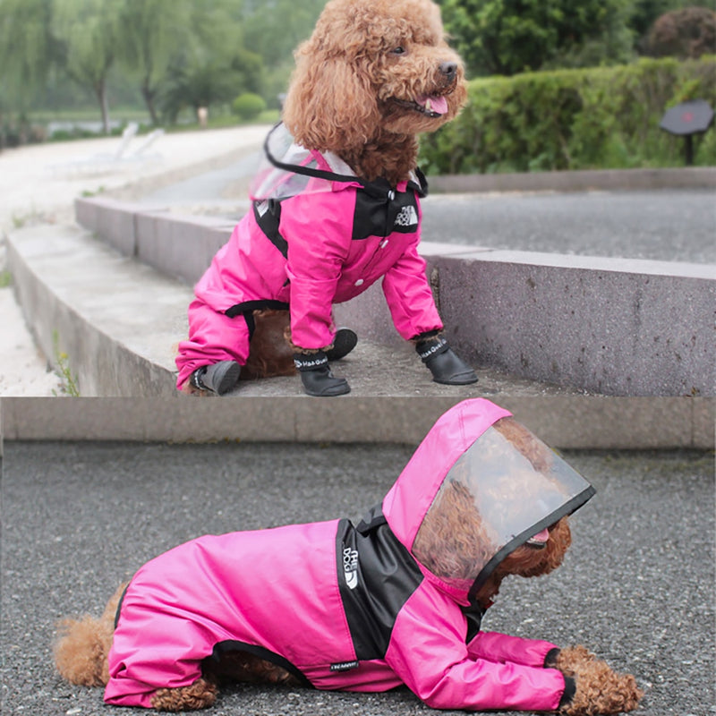 Pet Dog Raincoat Transparent Hooded Jumpsuit