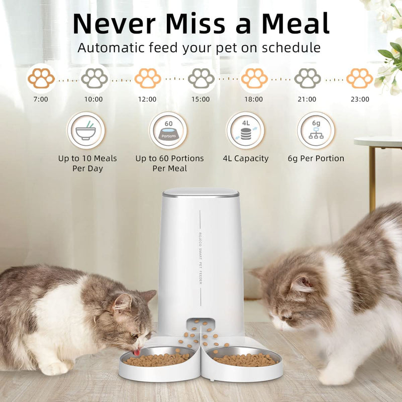 ROJECO Automatic Cat Feeder Pet Cat Food Kibble Dispenser