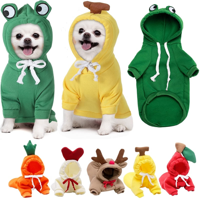 Pet Clothes Dogs Hooded Sweatshirt Fruit Warm Coat