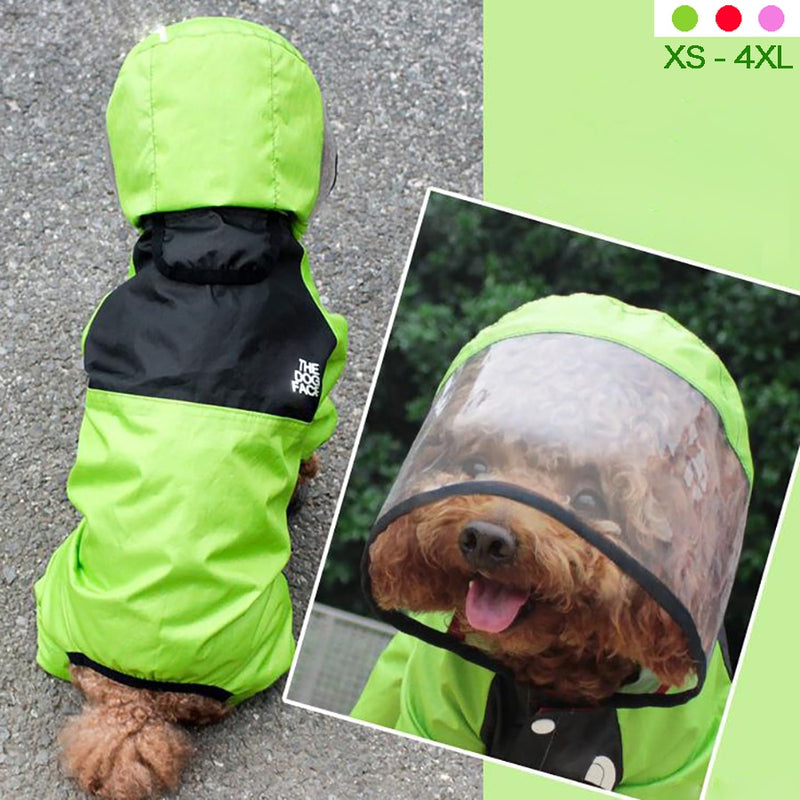 Pet Dog Raincoat Transparent Hooded Jumpsuit